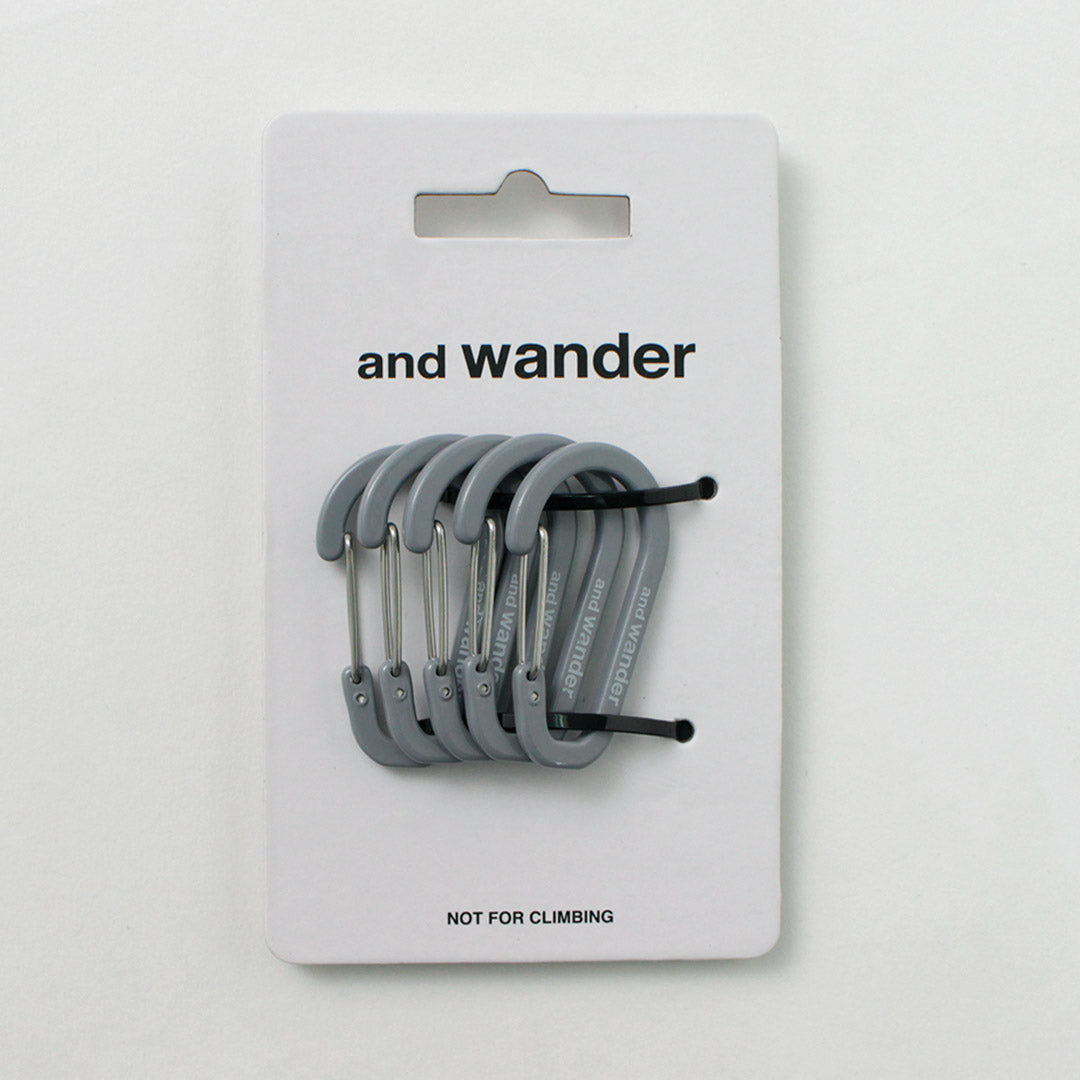 AND WANDER（アンドワンダー） ミニカラビナ セット / キーホルダー 5個セット アルミニウム キャンプ アウトドア mini carabiner set