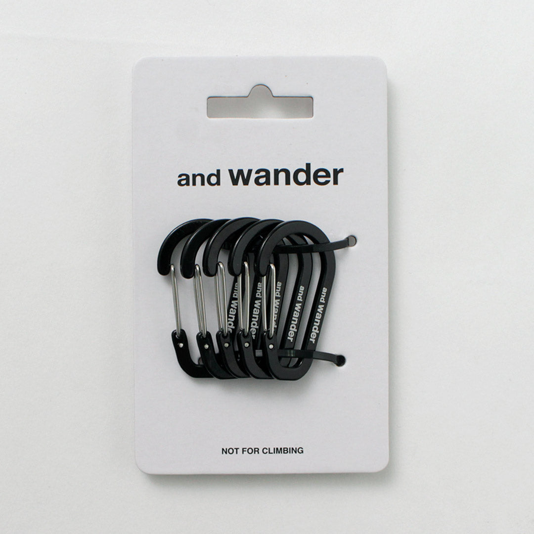 AND WANDER（アンドワンダー） ミニカラビナ セット / キーホルダー 5個セット アルミニウム キャンプ アウトドア mini carabiner set