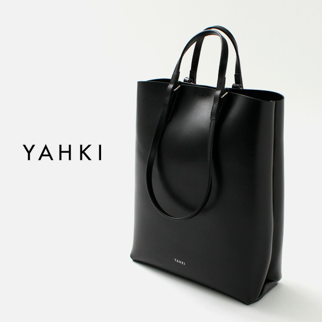 YAHKI（ヤーキ） ダブルハンドル レザートート / レディース A4 鞄 バッグ ショルダー 2WAY 通勤 無地 黒 W handle  Leather Tote