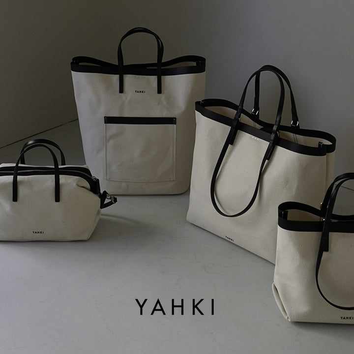 YAHKI（ヤーキ） レザーパイピング キャンバス トート / レディース ダブルフェイス カバン A4 肩掛け 2WAY leather –  ROCOCO ONLINE STORE