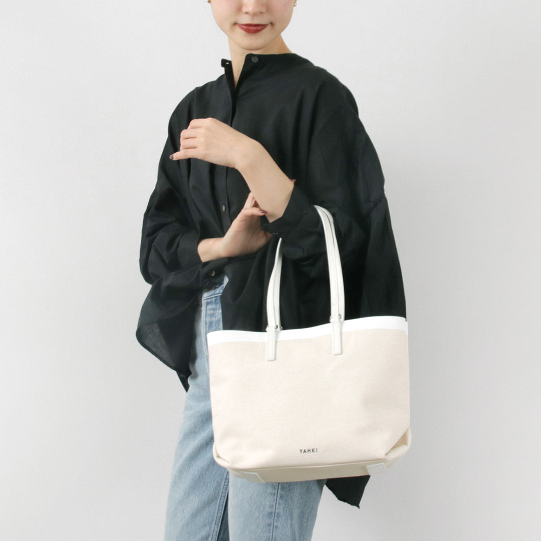 YAHKI（ヤーキ） レザーパイピング キャンバス ダブルハンドルトート（Small） / レディース 鞄 バッグ ショルダー 2WAY 通勤 leather piping canvas W Handle Tote（Small）