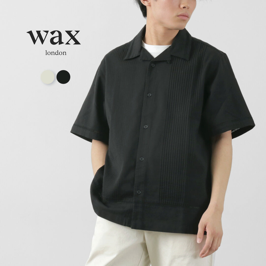 WAX LONDON（ワックスロンドン） ニュートン ピンタックシャツ / メンズ トップス 半袖 オープンカラー 綿 リネン NEWTON SHIRT PINTUCK SHIRT