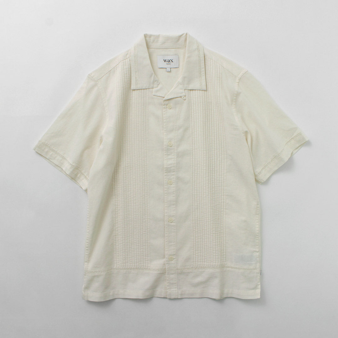 WAX LONDON（ワックスロンドン） ニュートン ピンタックシャツ / メンズ トップス 半袖 オープンカラー 綿 リネン NEWTON SHIRT PINTUCK SHIRT