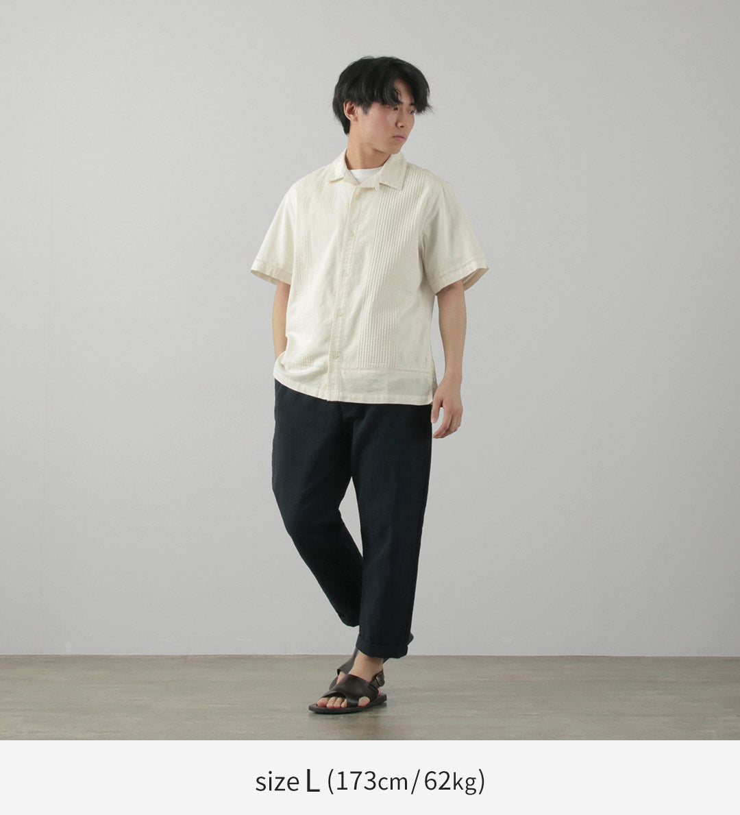 WAX LONDON（ワックスロンドン） ニュートン ピンタックシャツ / メンズ トップス 半袖 オープンカラー 綿 リネン NEWTON SHIRT PINTUCK SHIRT