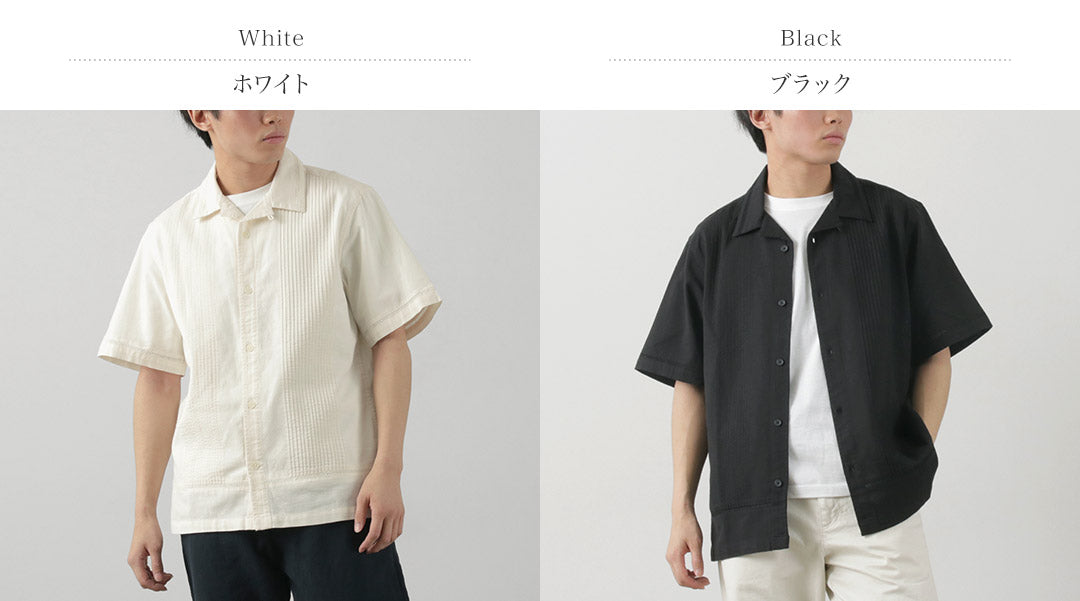 WAX LONDON（ワックスロンドン） ニュートン ピンタックシャツ / メンズ トップス 半袖 オープンカラー 綿 リネン NEWTON SHIRT PINTUCK SHIRT