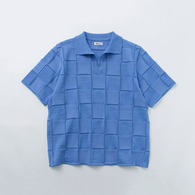 COOHEM（コーヘン） リンクス チェック ニットPO / メンズ サマーニット Tシャツ 半袖 コットン 柄 日本製 米冨 LINKS CHECK KNIT P/O