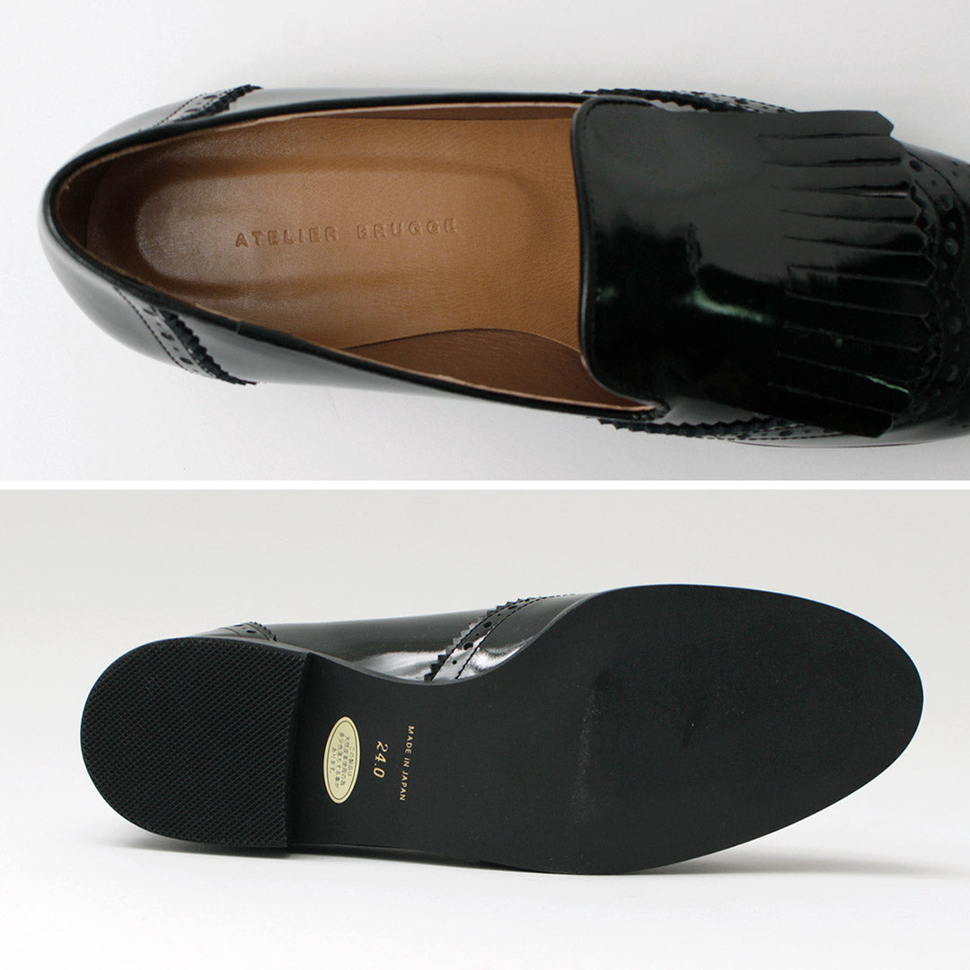 ATELIER BRUGGE（アトリエブルージュ） キルト メダリオン シューズ / レディース ローファー 牛革 本革 レザー 日本製 Quilt Medalion Shoes