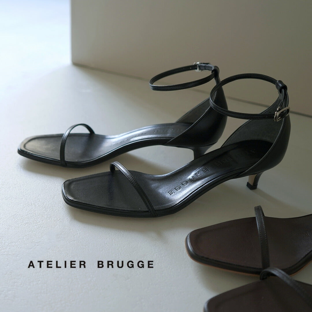 ATELIER BRUGGE（アトリエブルージュ） ナローストラップ サンダル / レディース シューズ レザー 本革 ヒール 日本製 Narrow  Strap Sandal