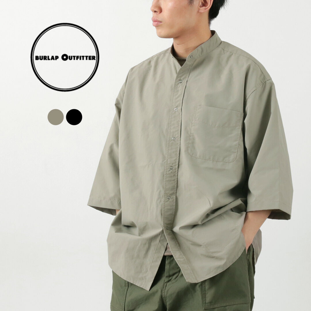 BURLAP OUTFITTER（バーラップアウトフィッター） 7分袖 バンドカラー シャツ / メンズ ナイロン 速乾 UVカット アウトドア 3/4 B.C.SHIRT