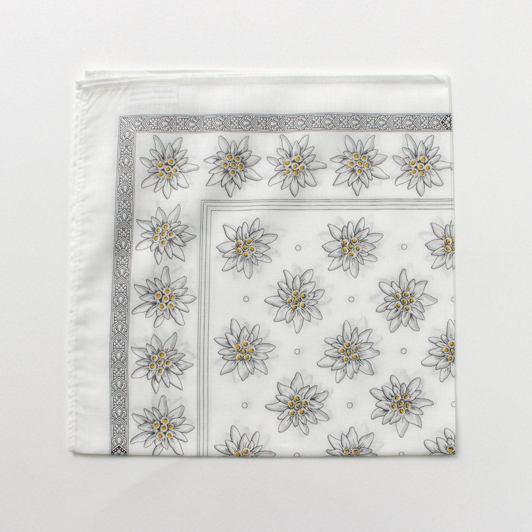 GLARNER TUECHLI（グラルナーチューヒリ） コットン エーデルワイス バンダナ / レディース ハンカチ 綿 花柄 Edelweiss Cotton Bandana