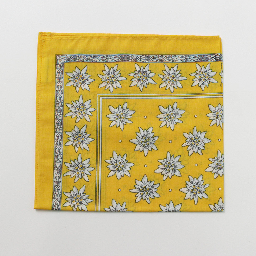 GLARNER TUECHLI（グラルナーチューヒリ） コットン エーデルワイス バンダナ / レディース ハンカチ 綿 花柄 Edelweiss Cotton Bandana