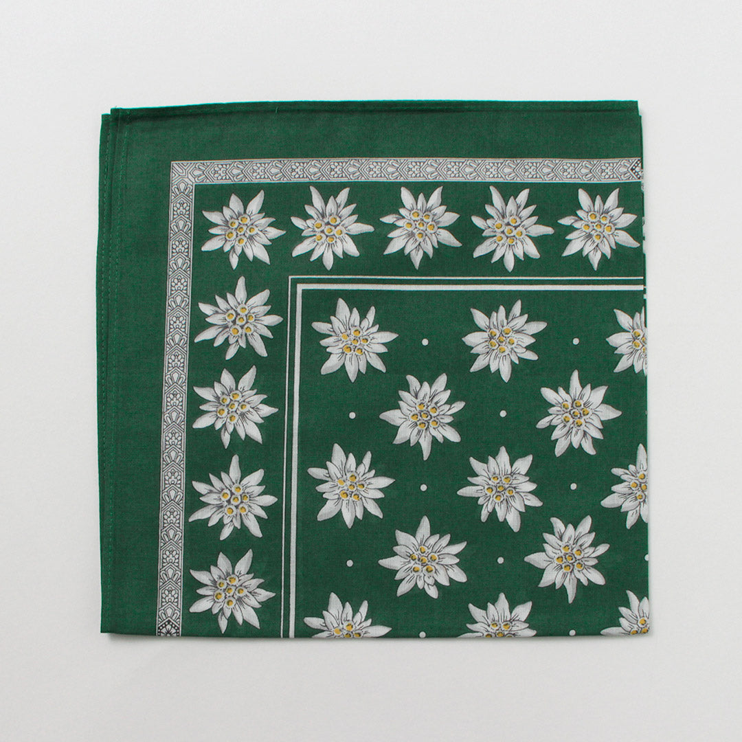 GLARNER TUECHLI（グラルナーチューヒリ） コットン エーデルワイス バンダナ / レディース ハンカチ 綿 花柄 Edelweiss Cotton Bandana