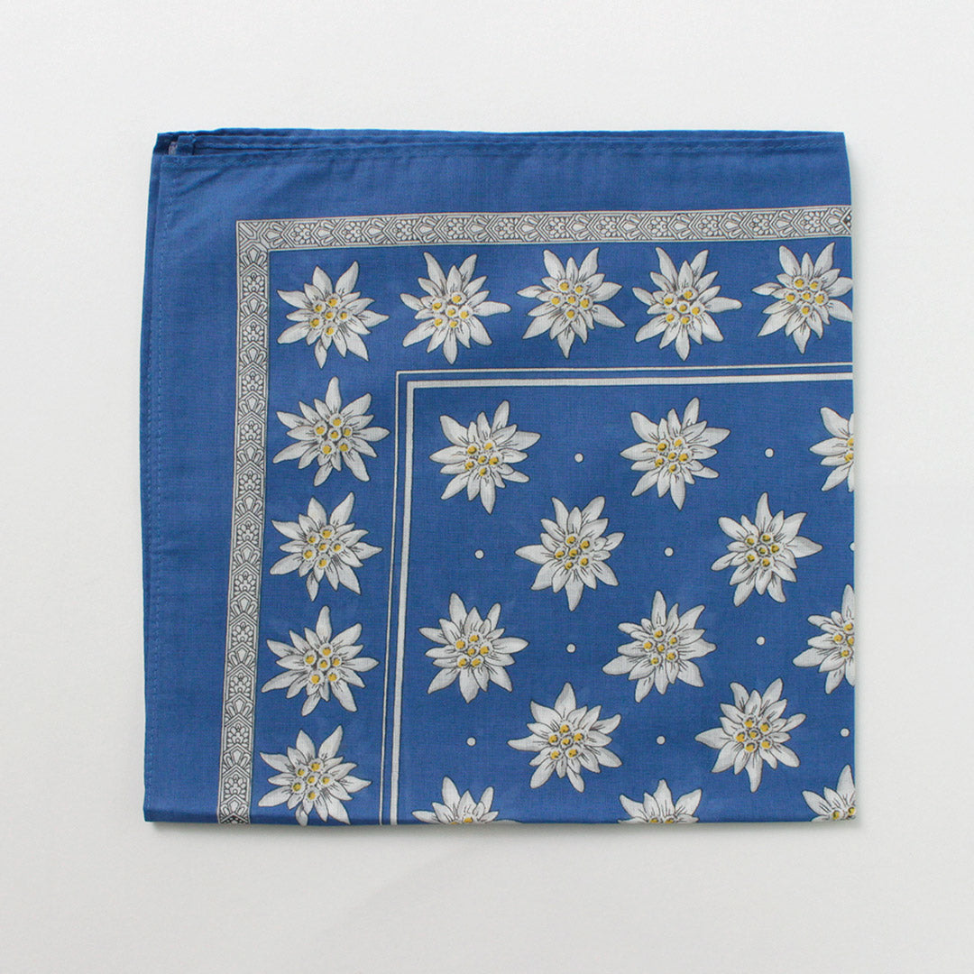 GLARNER TUECHLI（グラルナーチューヒリ） コットン エーデルワイス バンダナ / レディース ハンカチ 綿 花柄 Edelweiss Cotton Bandana