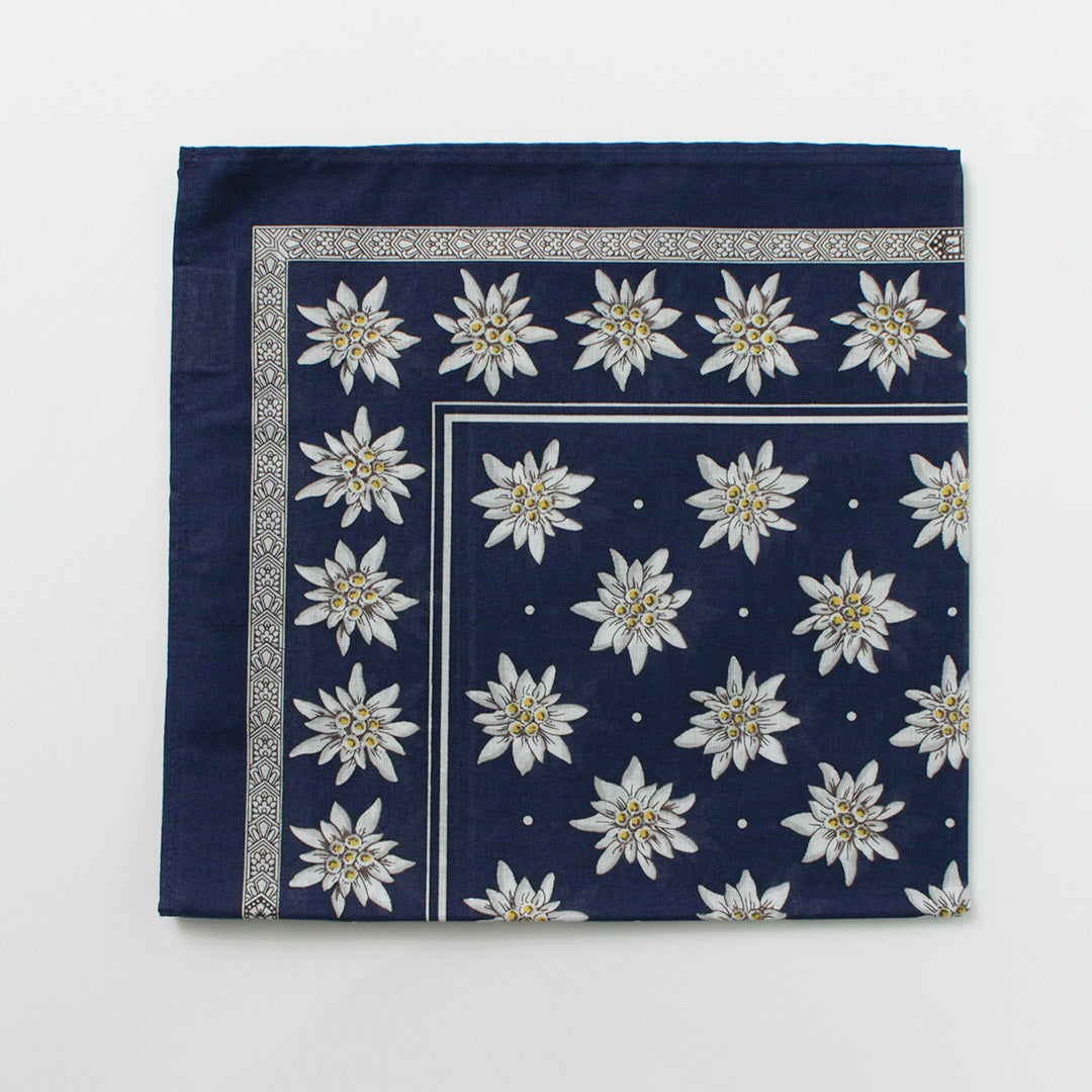 GLARNER TUECHLI（グラルナーチューヒリ） コットン エーデルワイス バンダナ / レディース ハンカチ 綿 花柄 Edelweiss Cotton Bandana