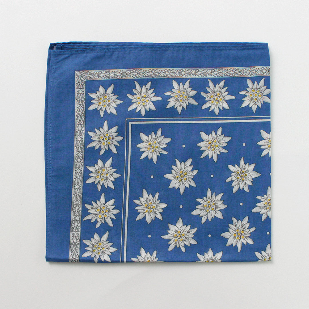 GLARNER TUECHLI（グラルナーチューヒリ） コットン エーデルワイス バンダナ / レディース ハンカチ 綿 花柄 Edelweiss Cotton Bandana