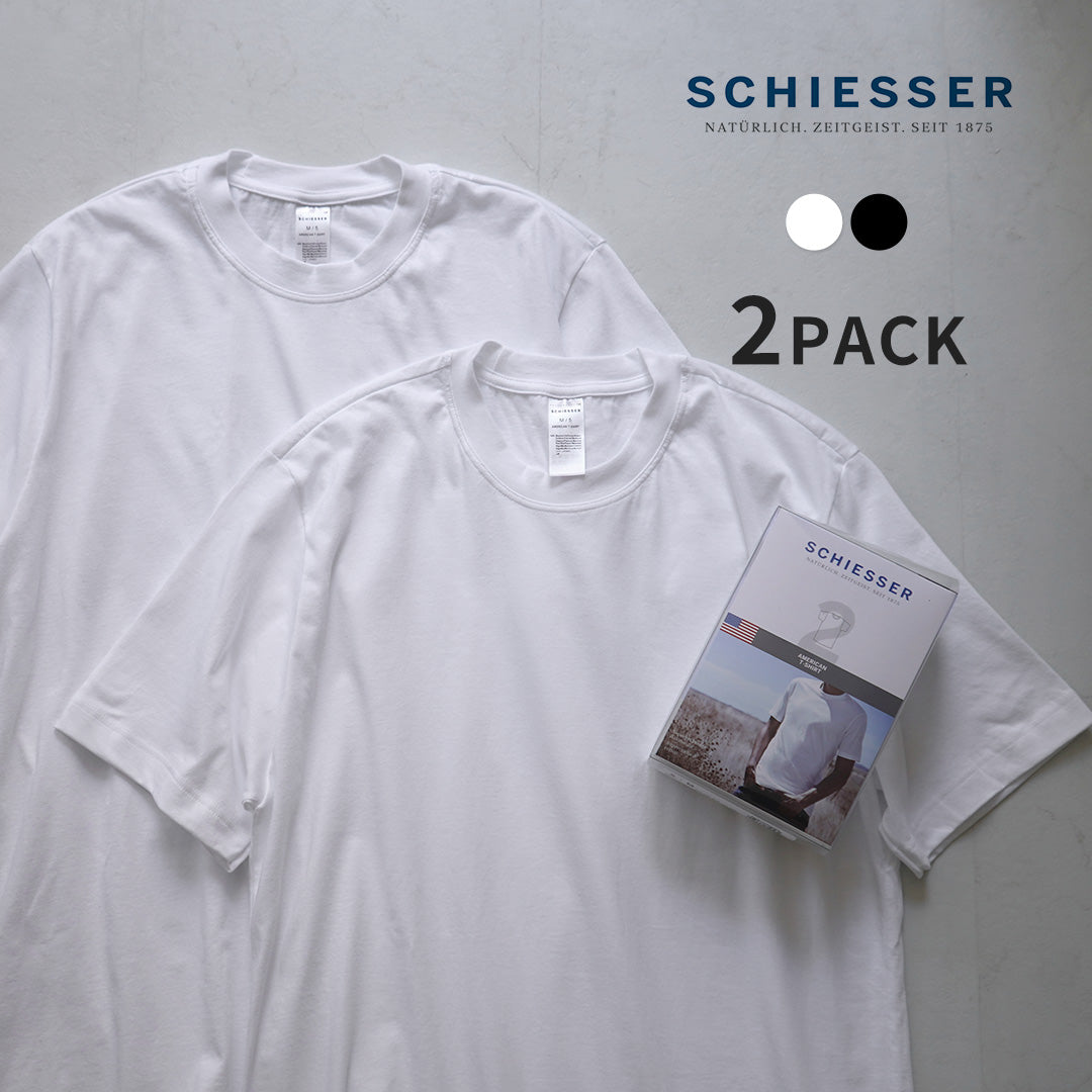 SCHIESSER（シーサー） アメリカン クルーネック 2パックTシャツ / メンズ トップス クルーネック 半袖 無地 綿 コットン 2枚1組 AMERICAN T-SHIRT Shirt 1/2 (crew neck) 2Packs