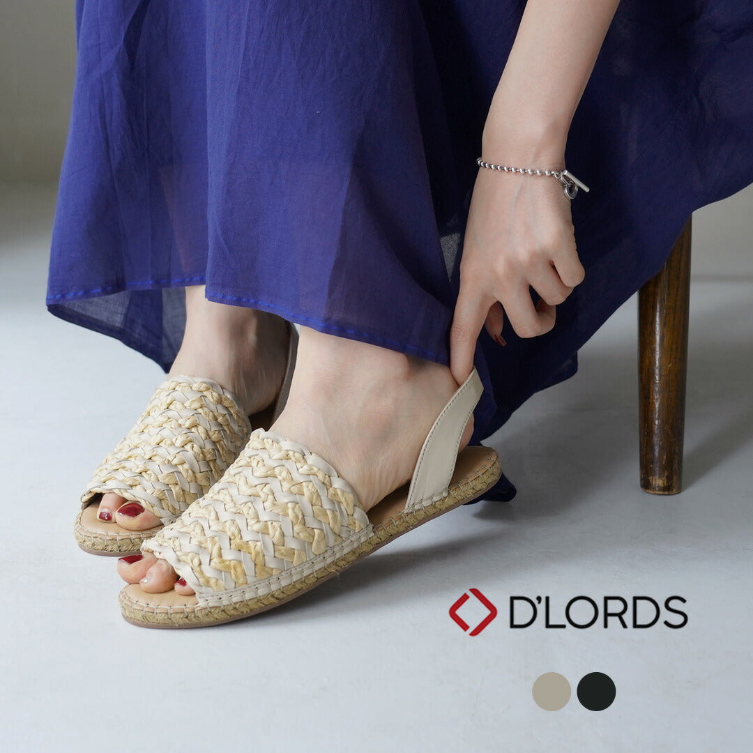 D’LORDS（ディローズ） スリングバック エスパドリーユ / レディース サンダル フラット レザー SlingBack Espadrilles