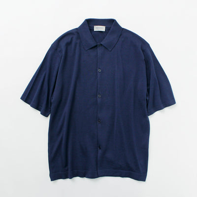 JOHN SMEDLEY（ジョンスメドレー） シーアイランドコットン 30ゲージ ニットシャツ / メンズ トップス 半袖 無地 綿 コットン 薄手 イギリス製 sea island cotton 30G knit shirt