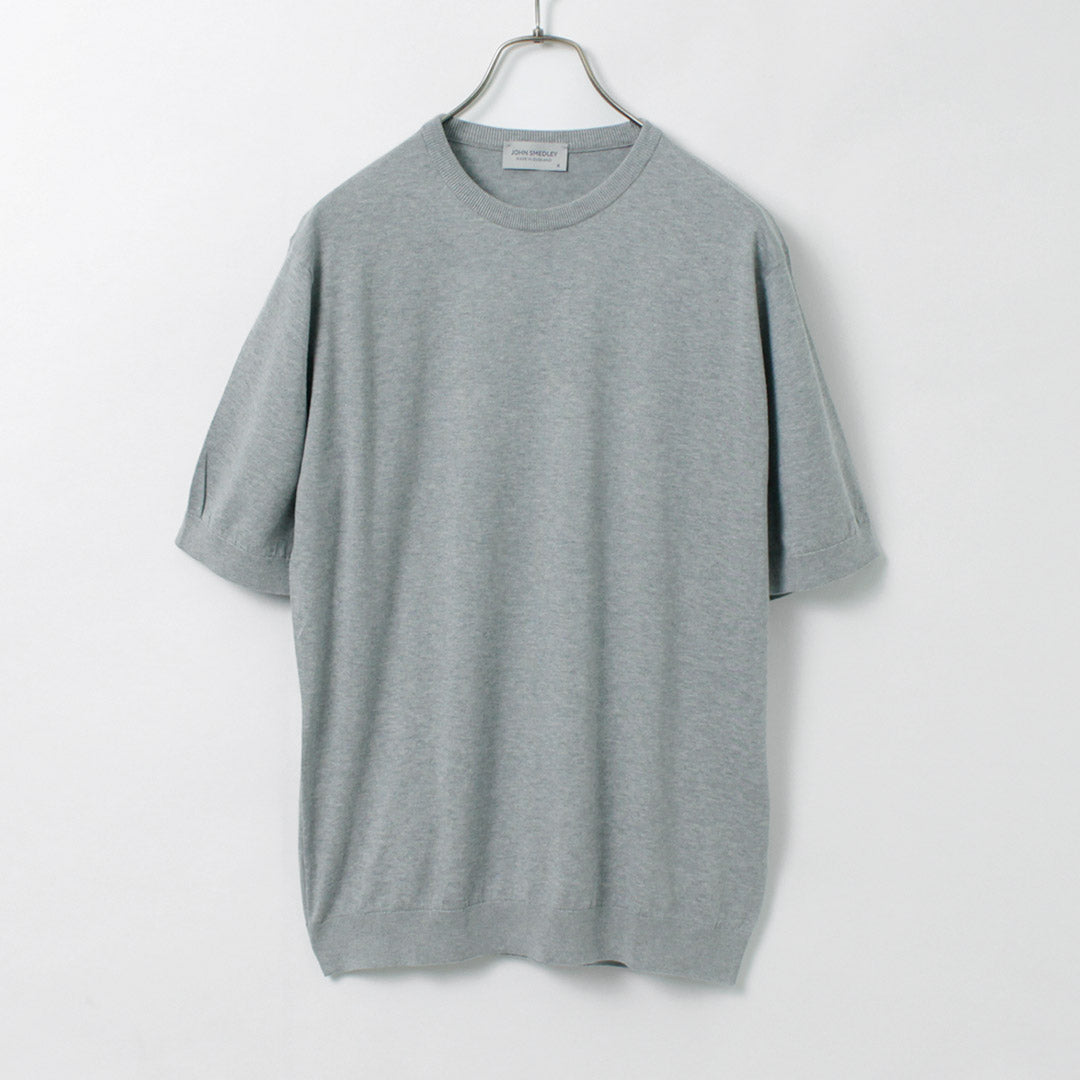 JOHN SMEDLEY（ジョンスメドレー） シーアイランドコットン 30ゲージ クルーネック ニット / メンズ トップス Tシャツ 半袖 無地 綿 コットン 薄手 イギリス製 sea island cotton 30G crew neck knit