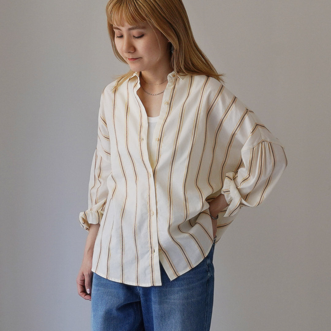 SESSUN（セッスン） BOTAN ビッグシャツ / レディース 長袖 ストライプ  