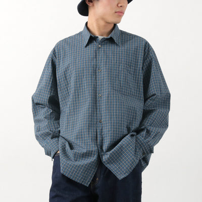 FUJITO（フジト） ビッグサイズシャツ スモールチェック / レギュラーカラー オーバーシルエット 綿 コットン ポリエステル 柄シャツ 日本製 B/S Shirt