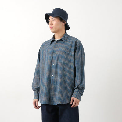 FUJITO（フジト） ビッグサイズシャツ スモールチェック / レギュラーカラー オーバーシルエット 綿 コットン ポリエステル 柄シャツ 日本製 B/S Shirt