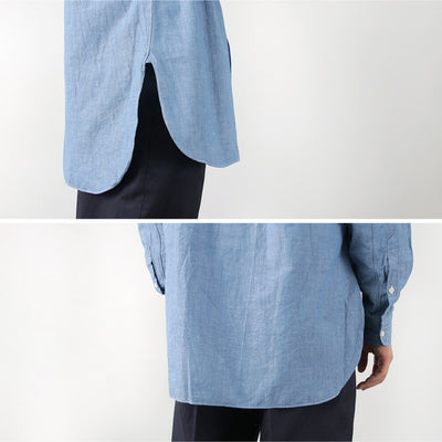 FUJITO（フジト） オフィサーシャツ / バンドカラー メンズ 長袖 綿 コットン 無地 ストライプ 日本製 Officer Shirt