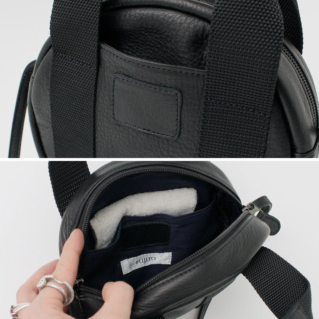 FUJITO（フジト） レザー ヘルメットポーチ / メンズ 鞄 バッグ 2WAY ショルダー ハンド 革 日本製 ミリタリーLeather Helmet Pouch