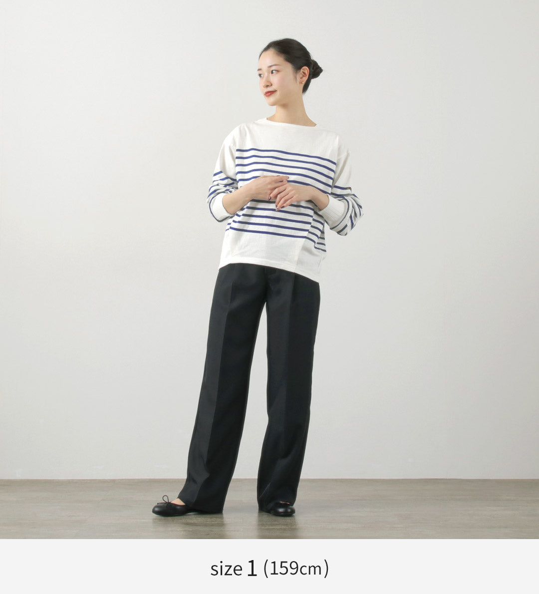 KHA:KI（カーキ） ヘムタック バスクシャツ / レディース トップス カットソー ボーダー ロンT 長袖 HEM TUCK BASQUE SHIRTS