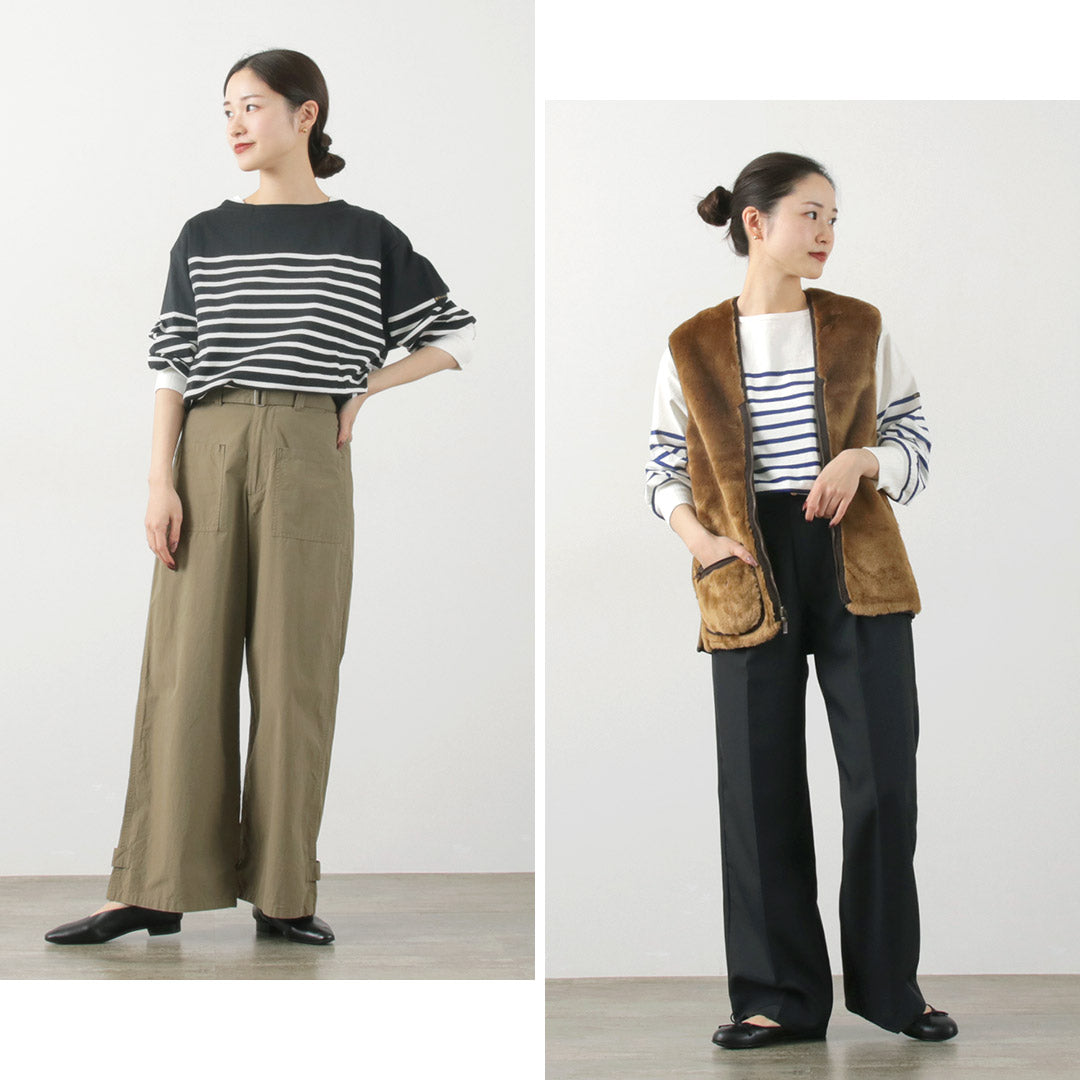 KHA:KI（カーキ） ヘムタック バスクシャツ / レディース トップス カットソー ボーダー ロンT 長袖 HEM TUCK BASQUE SHIRTS