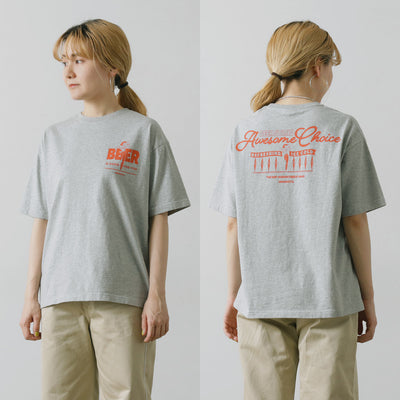 KHA:KI（カーキ） ボックスTEE / レディース トップス Tシャツ 半袖 カットソー 綿100 プリント BOX TEE -BEER STAND-