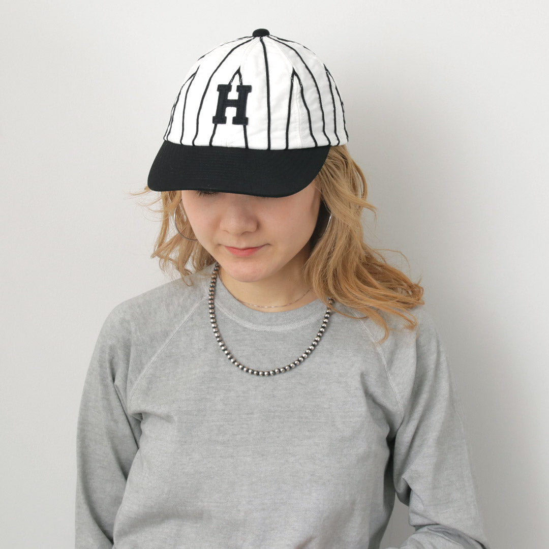 HICOSAKA（ヒコサカ） ストライプ 8パネル ロゴキャップ / メンズ レディース ユニセックス 帽子 コットン Stripe 8panel Logo Cap