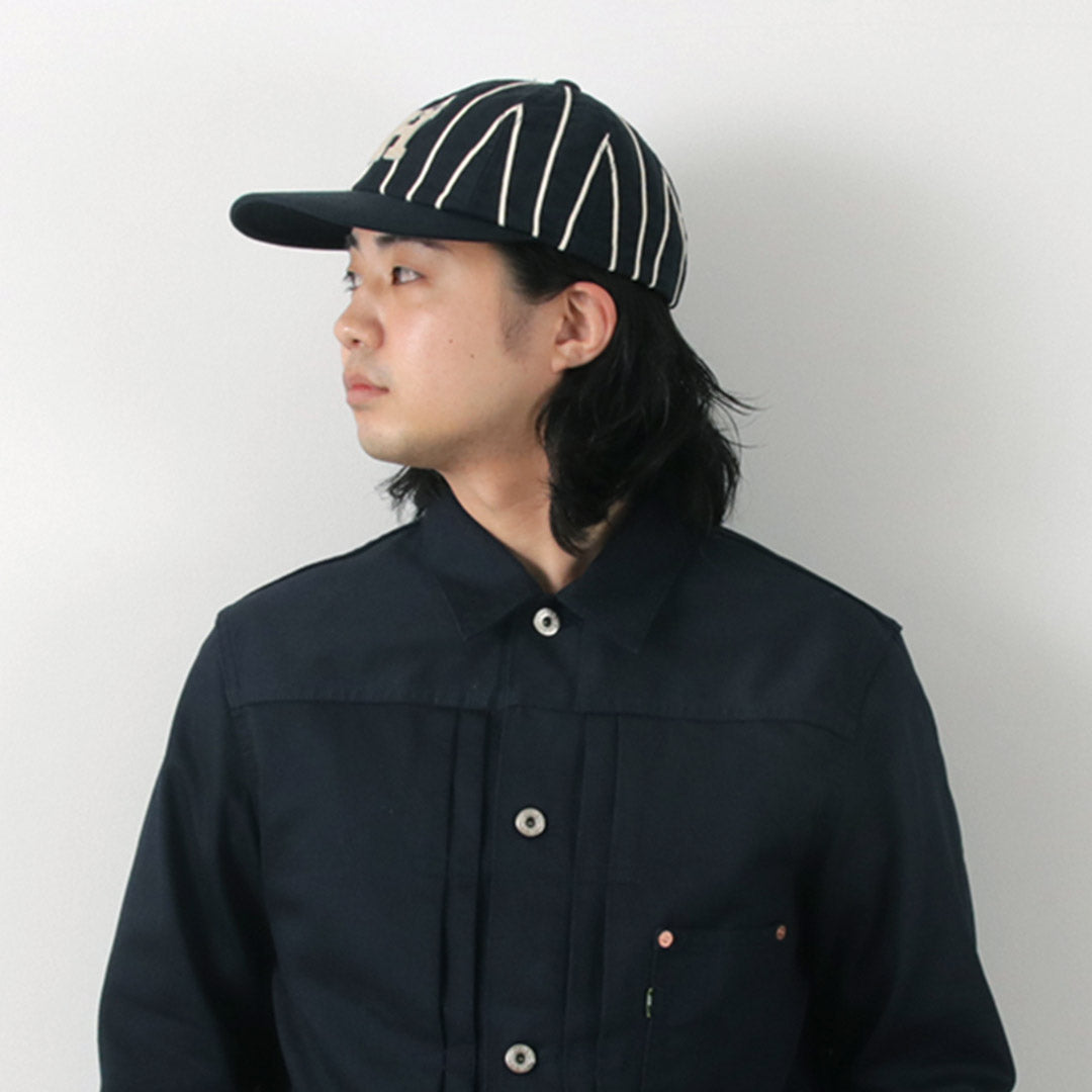 HICOSAKA（ヒコサカ） ストライプ 8パネル ロゴキャップ / メンズ レディース ユニセックス 帽子 コットン Stripe 8panel Logo Cap