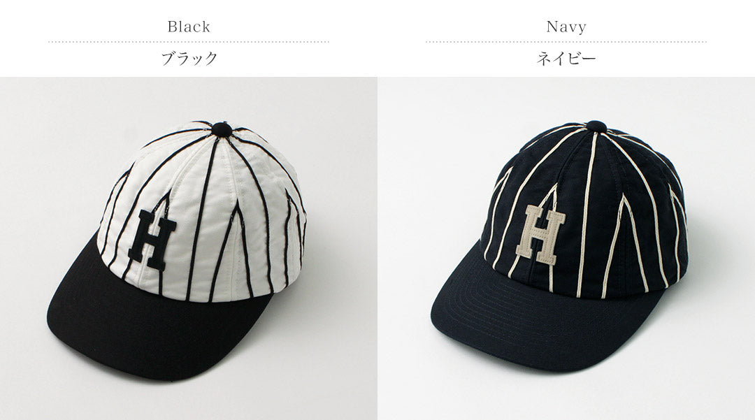 HICOSAKA（ヒコサカ） ストライプ 8パネル ロゴキャップ / メンズ レディース ユニセックス 帽子 コットン Stripe 8panel Logo Cap