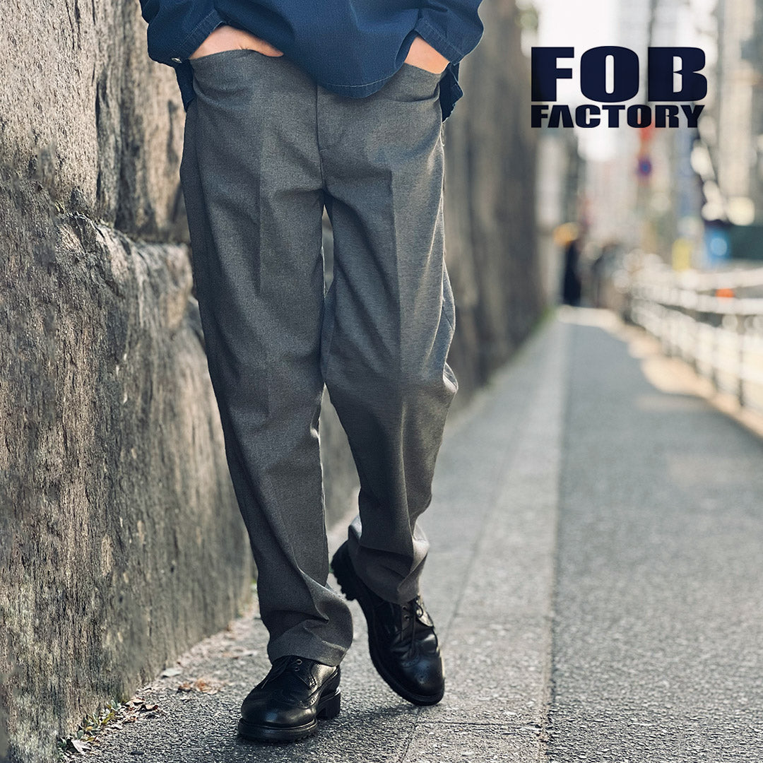 FOB FACTORY（FOBファクトリー） F0529 スタプレ ワイドトラウザー / ボトムス ポリエステル コットン テーパード メンズ スラックス 日本製 STA-PREST WIDE