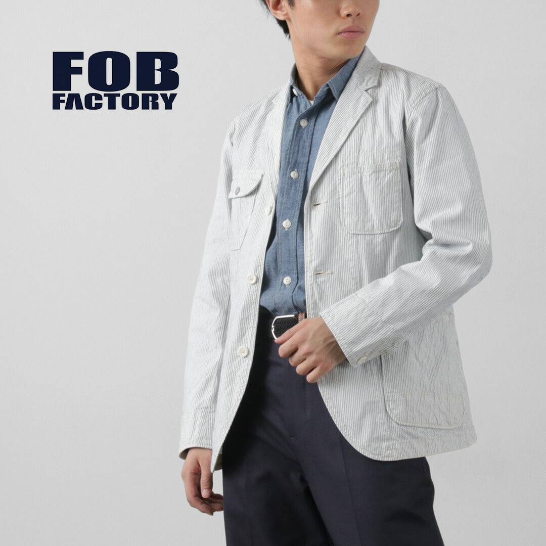 FOB FACTORY（FOBファクトリー） F2440 エンジニア コードレーン ジャケット / メンズ ストライプ ライトアウター 日本製 ENGINEER CORDLANE JKT
