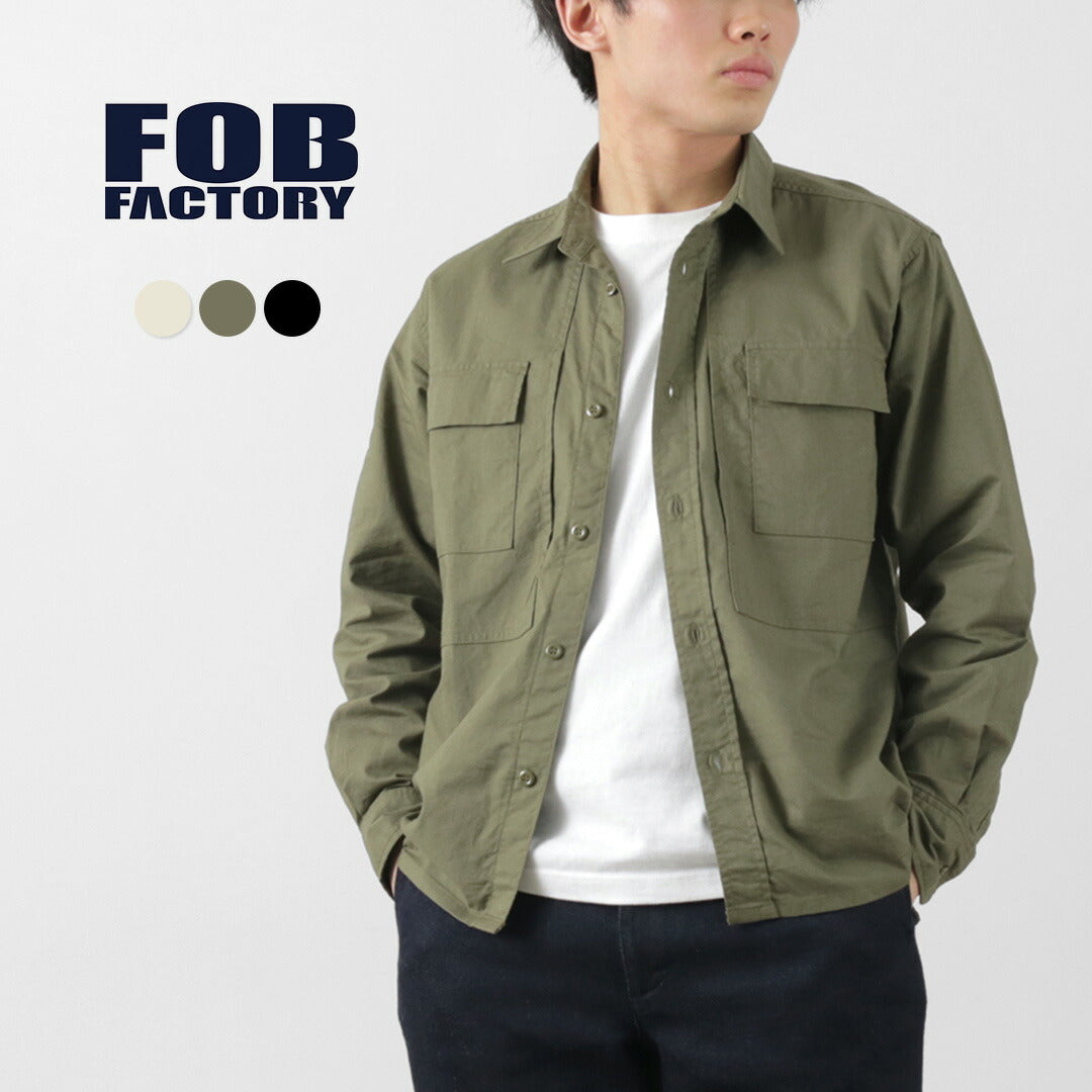 FOB FACTORY（FOBファクトリー） F3498 長袖フィールドシャツ / メンズ ミリタリーシャツ コットン 綿 日本製 FIELD SHIRT