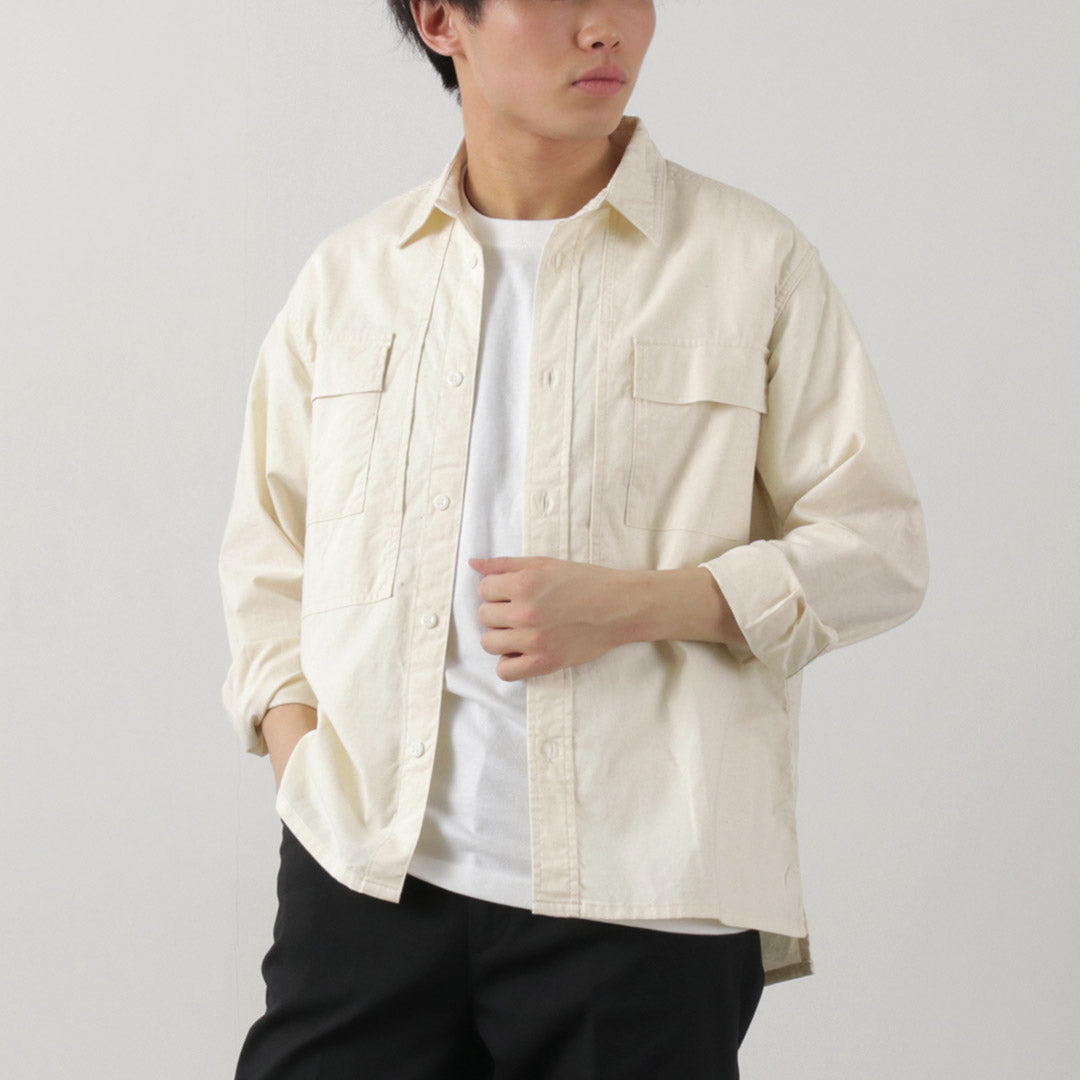 FOB FACTORY（FOBファクトリー） F3498 長袖フィールドシャツ / メンズ ミリタリーシャツ コットン 綿 日本製 FIELD SHIRT