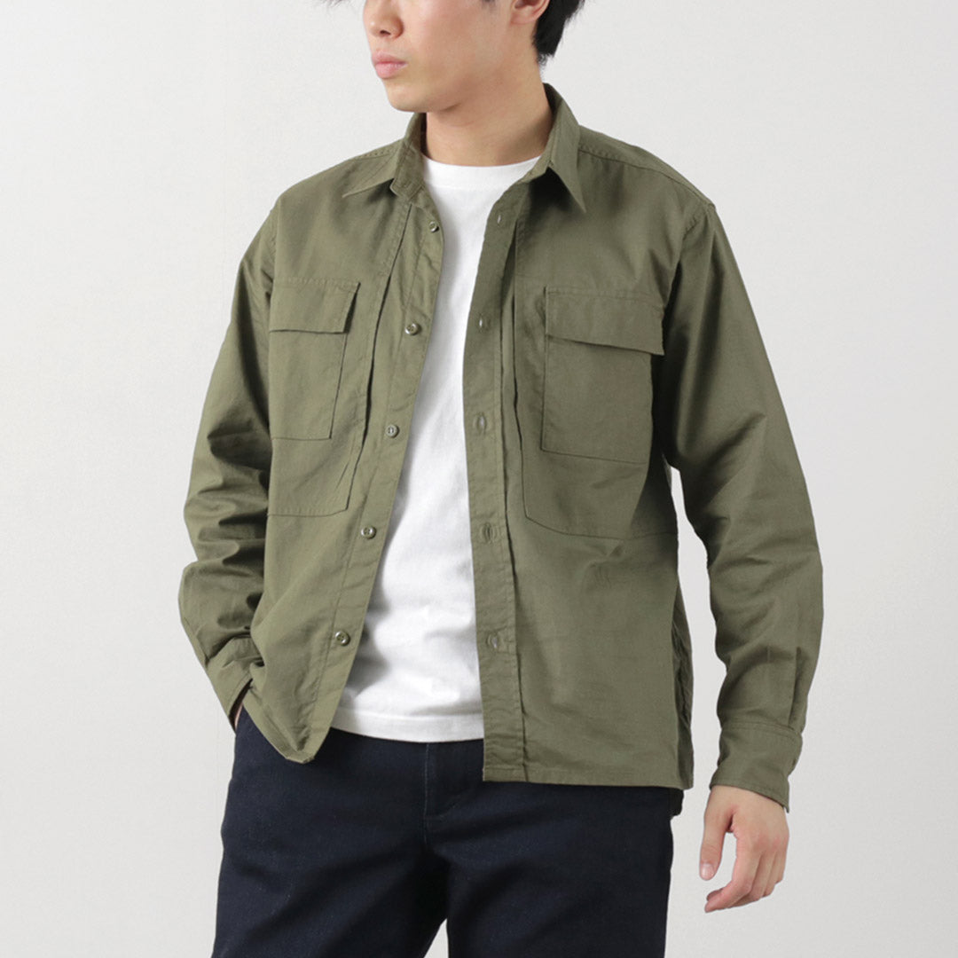 FOB FACTORY（FOBファクトリー） F3498 長袖フィールドシャツ / メンズ ミリタリーシャツ コットン 綿 日本製 FIELD SHIRT