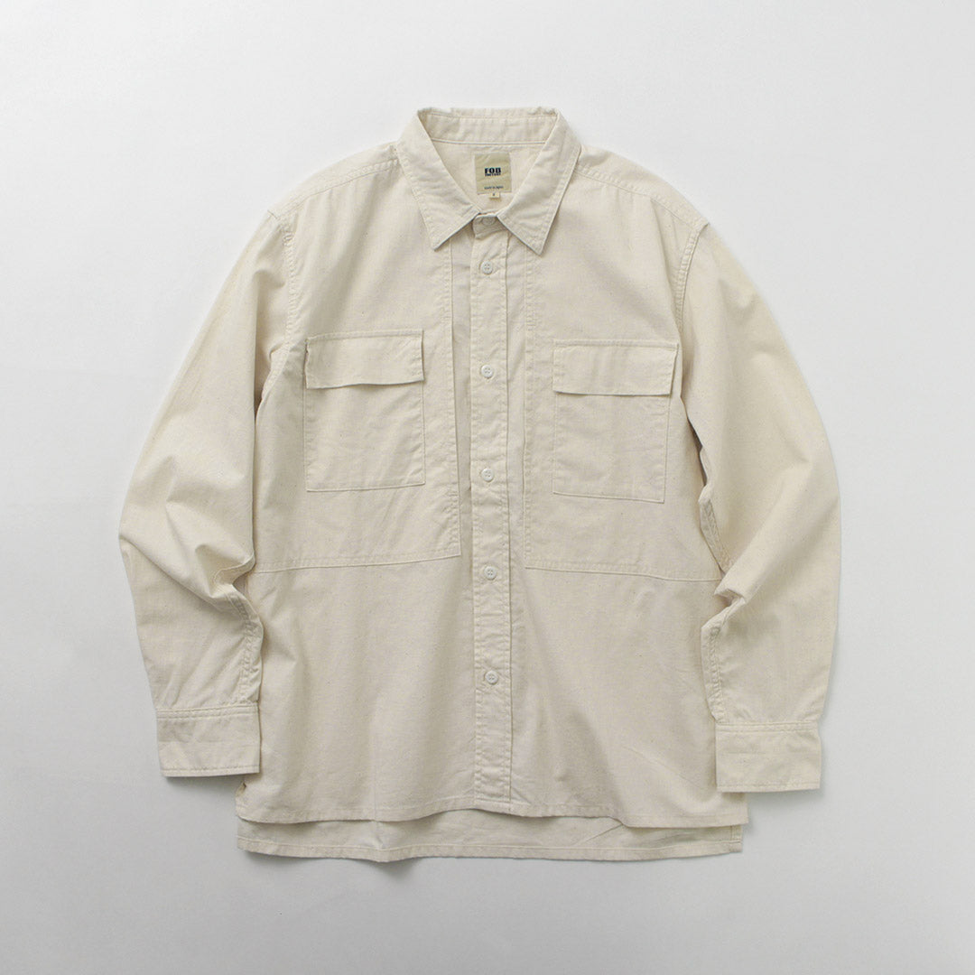 FOB FACTORY（FOBファクトリー） F3498 長袖フィールドシャツ / メンズ ミリタリーシャツ コットン 綿 日本製 FIELD SHIRT