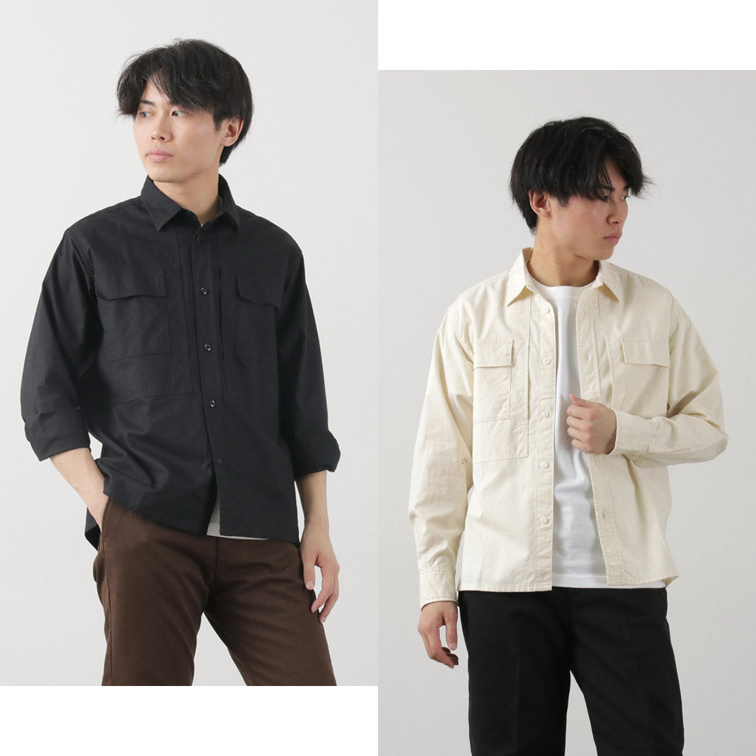 FOB FACTORY（FOBファクトリー） F3498 長袖フィールドシャツ / メンズ ミリタリーシャツ コットン 綿 日本製 FIELD SHIRT