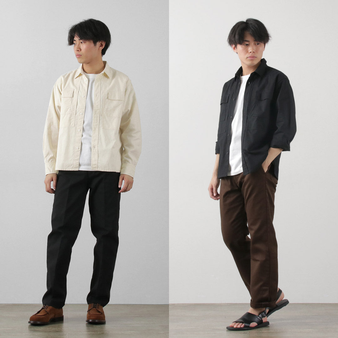 FOB FACTORY（FOBファクトリー） F3498 長袖フィールドシャツ / メンズ ミリタリーシャツ コットン 綿 日本製 FIELD SHIRT