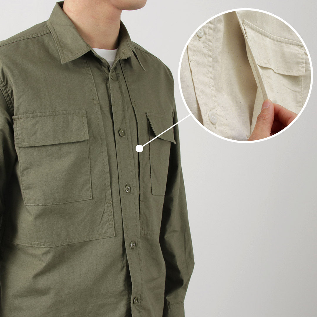 FOB FACTORY（FOBファクトリー） F3498 長袖フィールドシャツ / メンズ ミリタリーシャツ コットン 綿 日本製 FIELD SHIRT