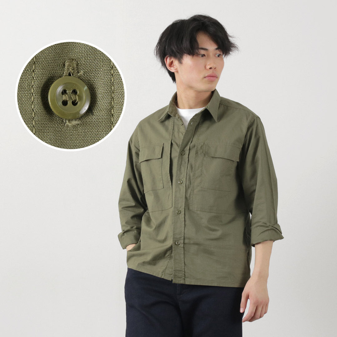 FOB FACTORY（FOBファクトリー） F3498 長袖フィールドシャツ / メンズ ミリタリーシャツ コットン 綿 日本製 FIELD SHIRT