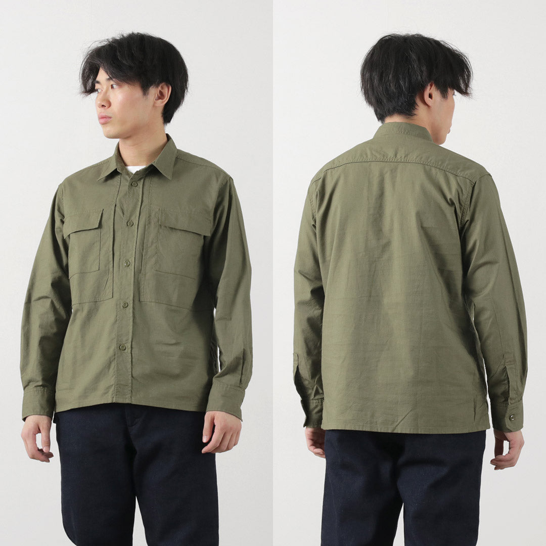 FOB FACTORY（FOBファクトリー） F3498 長袖フィールドシャツ / メンズ ミリタリーシャツ コットン 綿 日本製 FIELD SHIRT