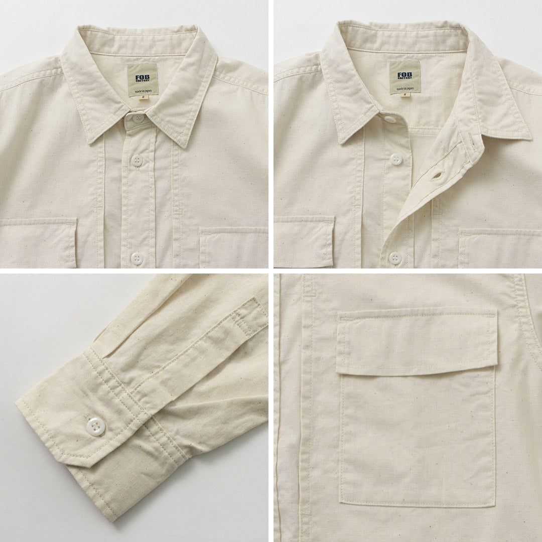 FOB FACTORY（FOBファクトリー） F3498 長袖フィールドシャツ / メンズ ミリタリーシャツ コットン 綿 日本製 FIELD SHIRT