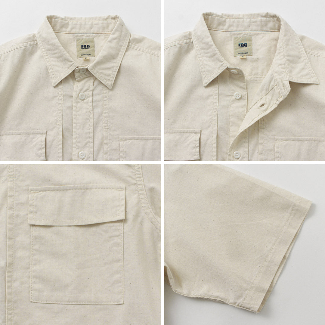 FOB FACTORY（FOBファクトリー） F3499 半袖フィールドシャツ / メンズ  ミリタリーシャツ コットン 綿 日本製 FIELD SHIRT