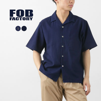 FOB FACTORY（FOBファクトリー） F3500 インディゴ ホリディ シャツ / 半袖 メンズ 刺し子 綿 和柄 日本製 ID HOLIDAY SHIRT