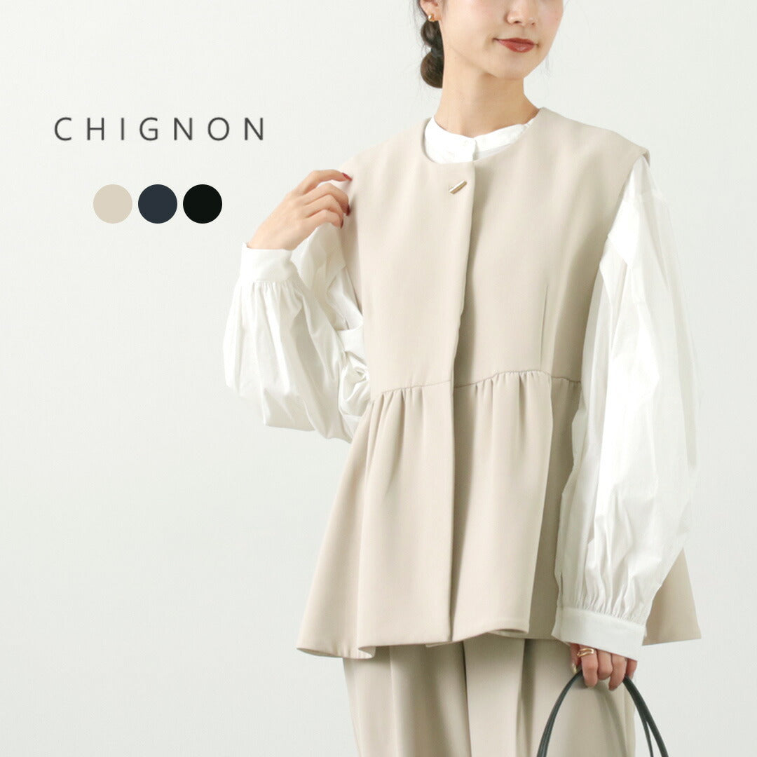 CHIGNON（シニヨン） ダブルクロス ペプラム ベスト / レディース ビジネス 卒業式 入学式 フォーマル セレモニー スーツ