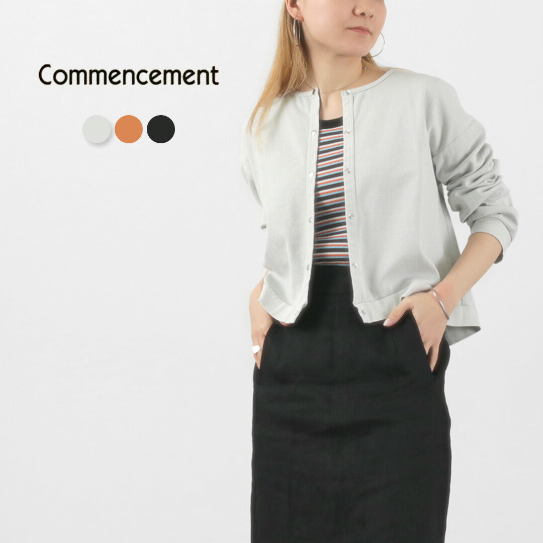 COMMENCEMENT（コメンスメント） コットン カーディガン / レディース 羽織り 長袖 綿 コットン スナップボタン 日本製 Cotton Cardigan